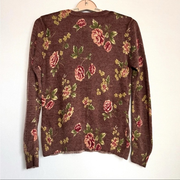 Laura Ashley Cardigan Sz S Angora Wool Rose Print Button Up Vtg Cottagecore EUC - Picture 13 of 15